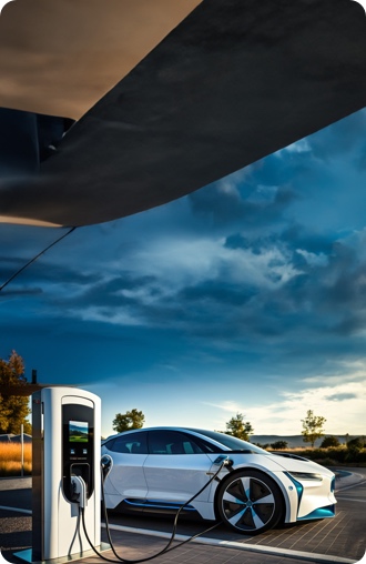 a electric car at a charging station