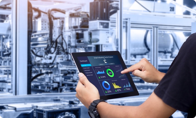 a person using a remote monitoring device to check progress